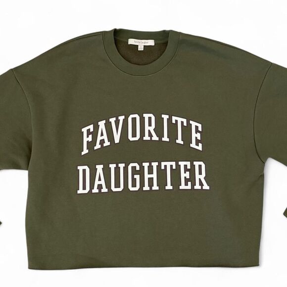 Favorite Daughter Cropped Collegiate Green Sweatshirt - Size XS (Oversized) - Picture 5 of 8